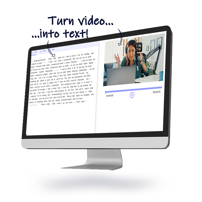 Transcribe and turn video into text