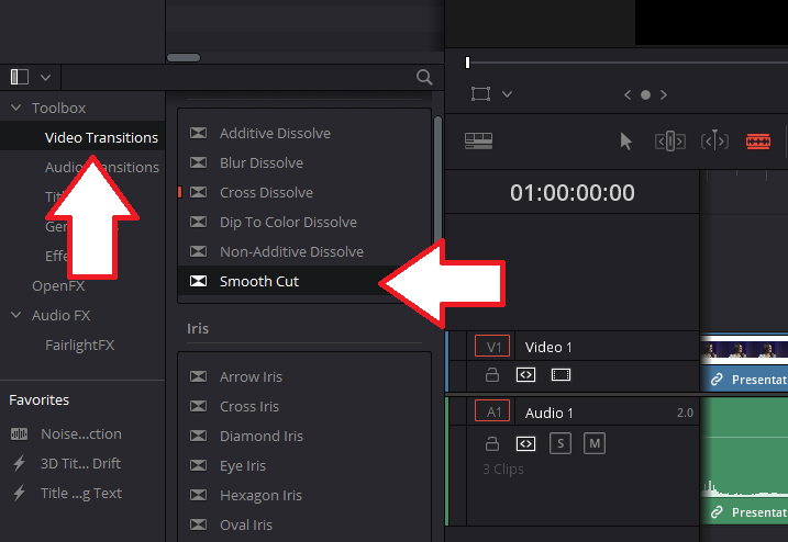 smooth cut video in resolve